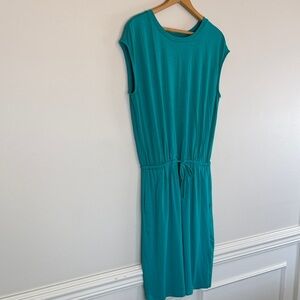 Banana Republic Teal Sleeveless Drawstring Waist Dress